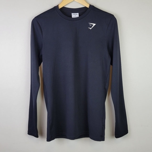 GYMSHARK Long Sleeve Top Activewear Crew Neck Black XS - Picture 10 of 10